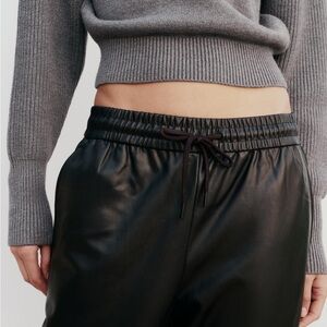 Zara Black Faux Leather Joggers